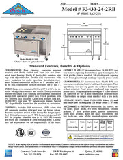 Comstock-Castle F3430-24-2RB 48" Gas Restaurant Range, 24" Griddle, 24" Charbroiler, Single Standard Oven, Stainless Steel Front, 120,000 BTU - Bakery Wholesalers