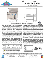 Comstock-Castle F3430-36 48" Gas Restaurant Range, 2 Open Burners, 36" Griddle, Single Standard Oven, Stainless Steel Front, 138,000 BTU - Bakery Wholesalers