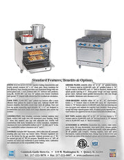 Comstock-Castle FSU330 36" Gas Restaurant Range, 6 Step-Up Open Burners, Single Standard Oven, Stainless Steel Front, 174,000 BTU - Bakery Wholesalers