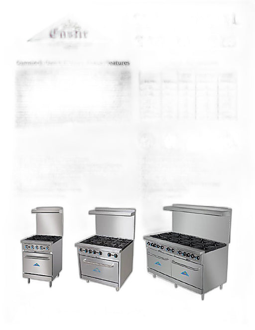 Comstock-Castle R4 24" Gas Restaurant Range, 4 Open Burners, Double Standard Oven, Stainless Steel Front, 150,000 BTU - Bakery Wholesalers