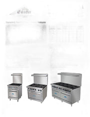 Comstock-Castle R6 36" Gas Restaurant Range, 6 Open Burners, Double Standard Oven, Stainless Steel Front, 210,000 BTU - Bakery Wholesalers