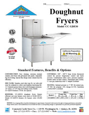 Comstock-Castle CC-GDF30 30" Gas Floor Model Donut Fryer, 24" x 24" Fry Pot, 150–210 lb. Fat Capacity, Thermostatic Controls, Stainless Steel Front, 120,000 BTU - Bakery Wholesalers