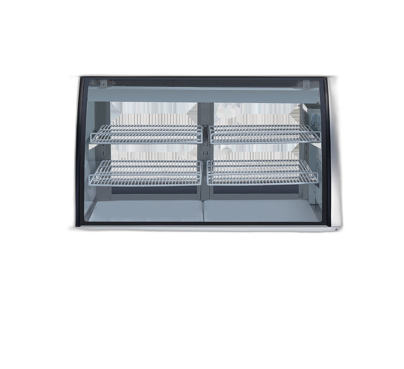 Omcan 47″ Floor Refrigerated Display Case – 18 Cu. Ft. (508L), Two-Shelf Stainless Steel Bakery & Merchandising Display Cooler