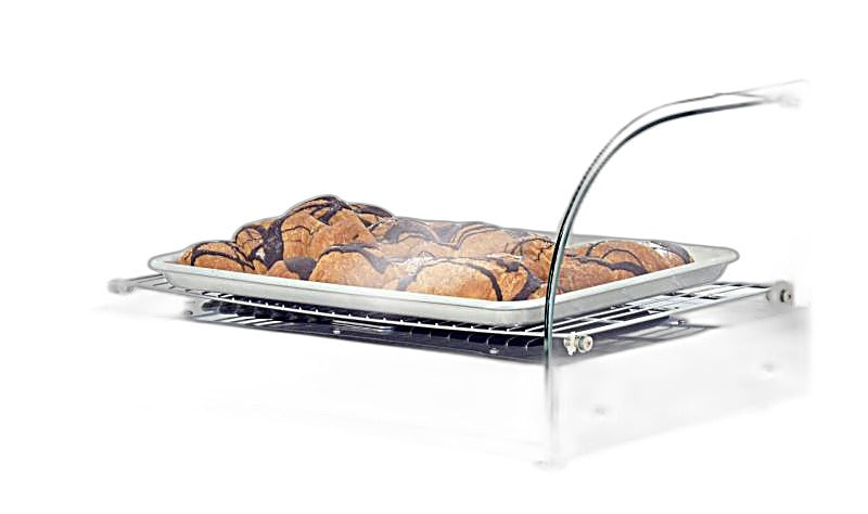 Omcan 22″ Countertop Display Warmer with Curved Glass Front – Single-Shelf Full-Service Heated Merchandiser Display Case with Rear Hinged Door