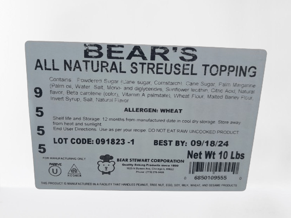 Streusel Topping by Bear Stewart- 10 pounds Bakery Wholesalers