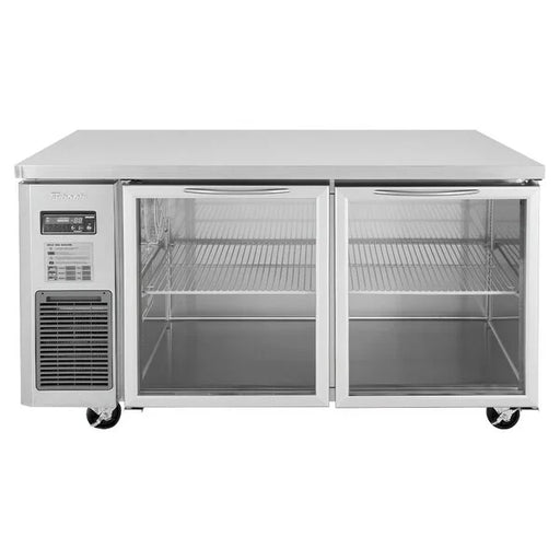 Turbo Air JUR-60-G-N J Series 60" Glass Door Undercounter Refrigerator w/ 2 Sections & Side Mounted Compressor - Bakery Wholesalers
