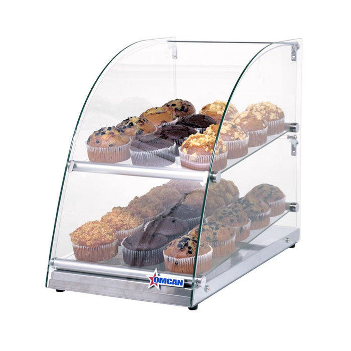 Omcan 14" Countertop Food Display Case with Curved Front Glass – 70L Capacity Bakery & Pastry Merchandiser Display Case