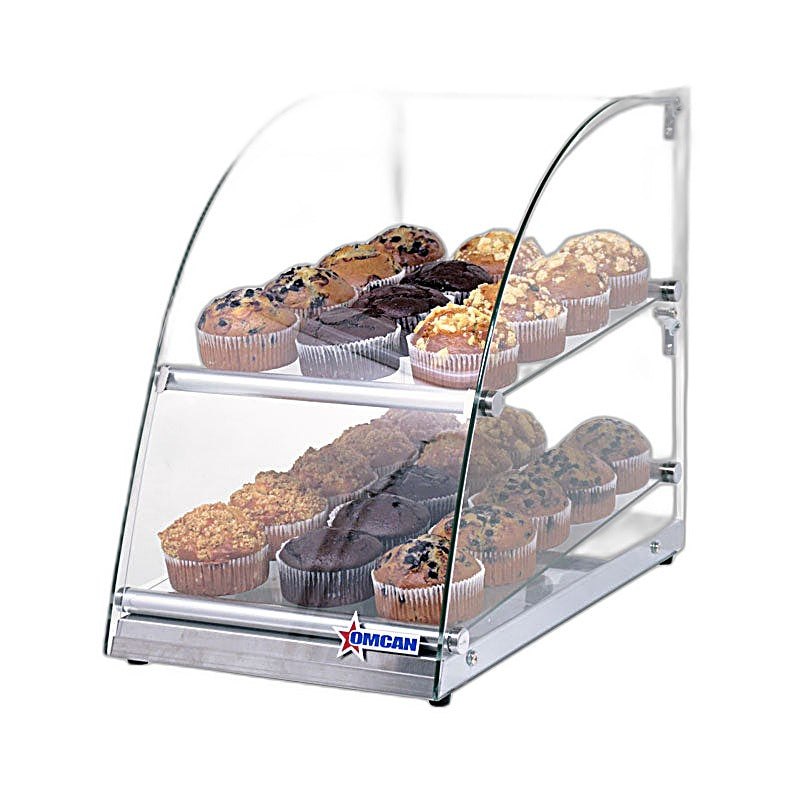 Omcan 14" Countertop Food Display Case with Curved Front Glass – 70L Capacity Bakery & Pastry Merchandiser Display Case
