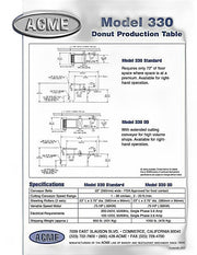 ACME 330 Standard Donut Production Sheeter (200-240V) Left To Right Production Bakery Wholesalers
