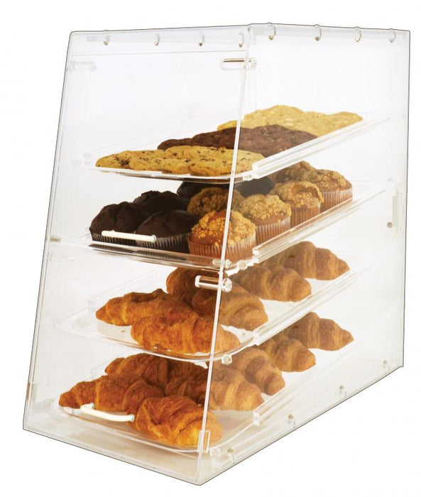 Omcan Acrylic Display Case with 4 Trays – Clear Countertop Bakery & Pastry Display Case