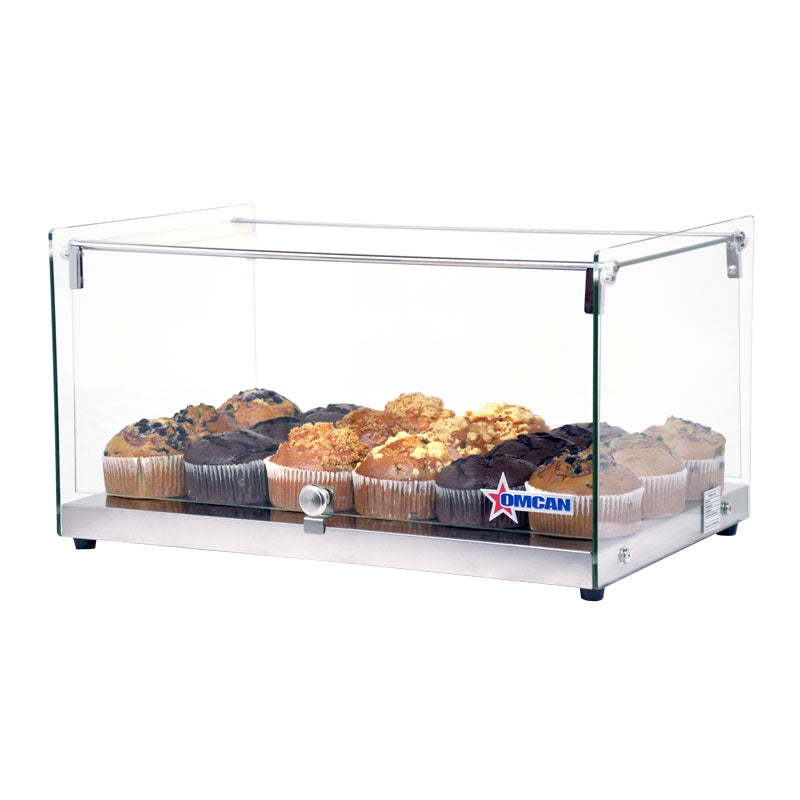 Omcan 22" Countertop Food Display Case with Square Front Glass – 35L Capacity Bakery & Pastry Merchandiser Display Case