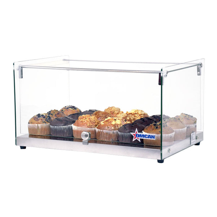 Omcan 22" Countertop Food Display Case with Square Front Glass – 35L Capacity Bakery & Pastry Merchandiser Display Case