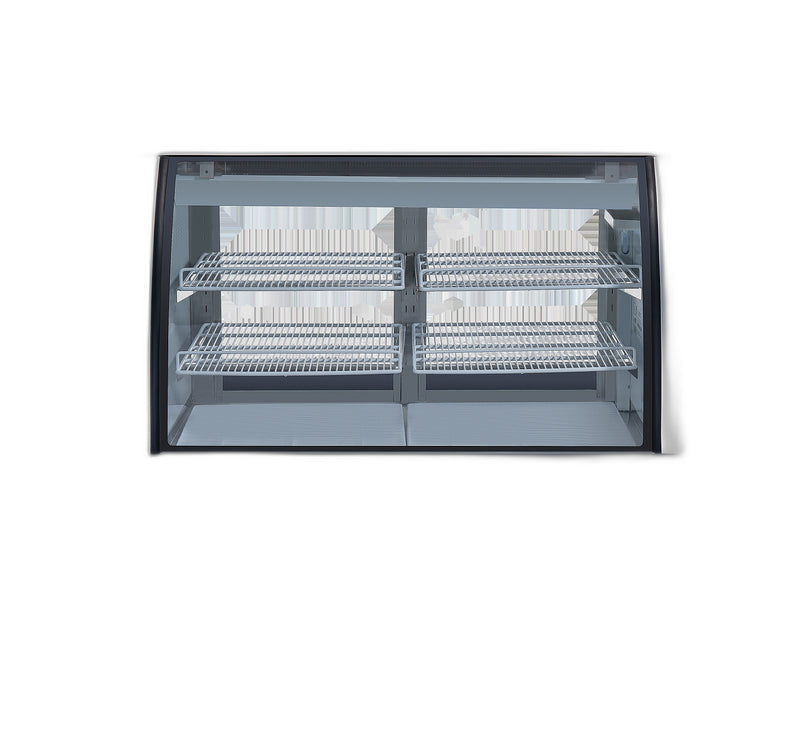 Omcan 47″ Floor Refrigerated Display Case – 18 Cu. Ft. (508L), Two-Shelf Black Bakery & Merchandising Display Cooler