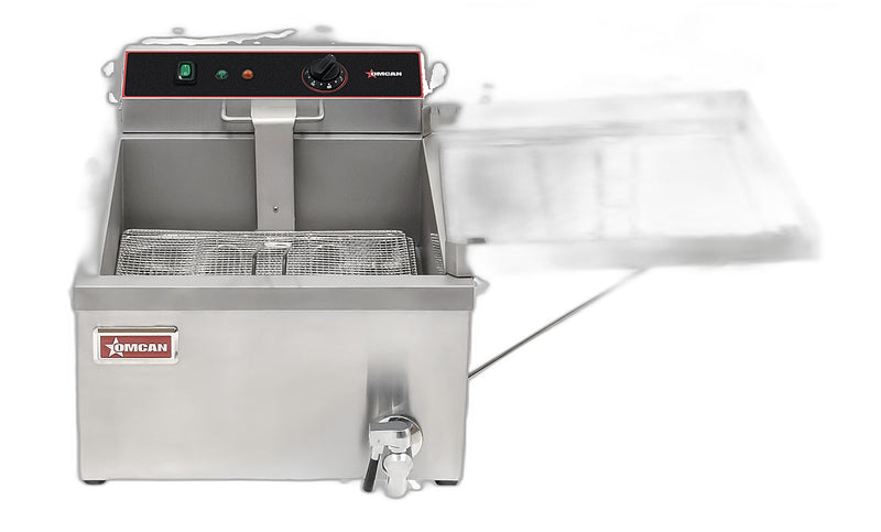 Omcan 25 lb (3 Gal) Oil Capacity Countertop Donut & Funnel Cake Electric Fryer – 1700W, 120V Commercial Fryer for Bakeries, Concession Stands & Foodservice Kitchens