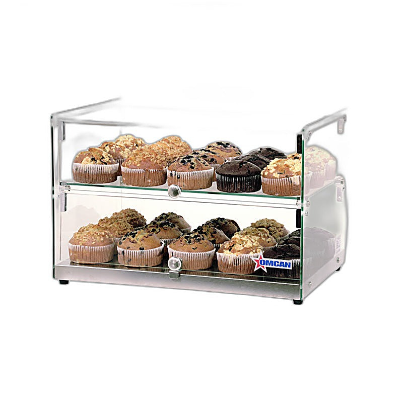 Omcan 22" Countertop Food Display Case with Square Front Glass – 50L Capacity Bakery & Pastry Merchandiser Display Case