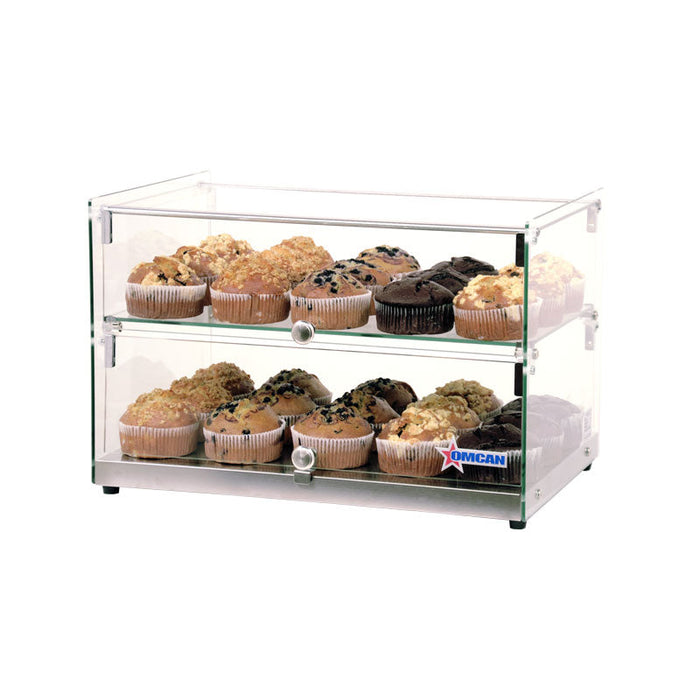 Omcan 22" Countertop Food Display Case with Square Front Glass – 50L Capacity Bakery & Pastry Merchandiser Display Case
