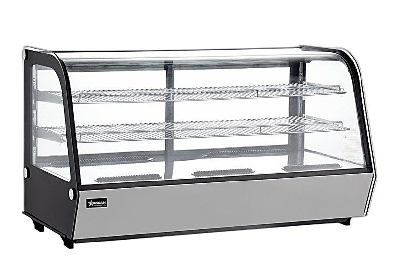 Omcan 48″ Countertop Refrigerated Display Case – 7.13 Cu. Ft. (202L), Two-Shelf Stainless Steel Bakery & Merchandising Display Cooler