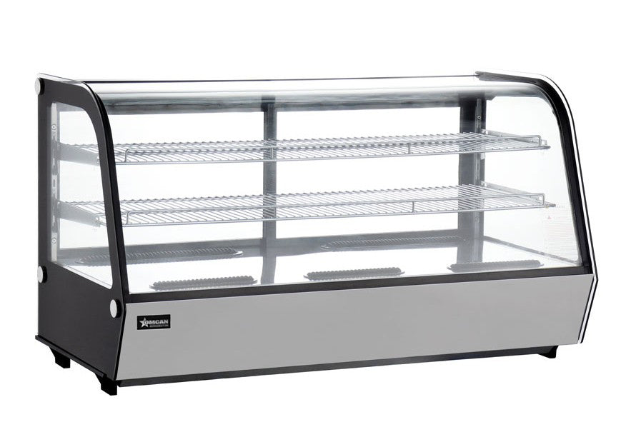 Omcan 48″ Countertop Refrigerated Display Case – 7.13 Cu. Ft. (202L), Two-Shelf Stainless Steel Bakery & Merchandising Display Cooler