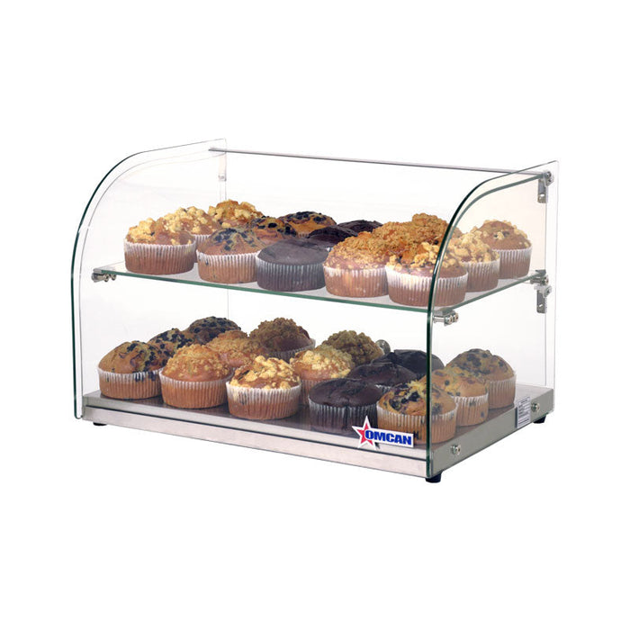 Omcan 22" Countertop Food Display Case with Curved Front Glass – 45L Capacity Bakery & Pastry Merchandiser Display Case