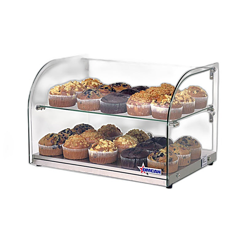 Omcan 22" Countertop Food Display Case with Curved Front Glass – 45L Capacity Bakery & Pastry Merchandiser Display Case