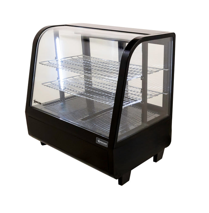 Omcan 27″ Countertop Refrigerated Display Case – 3.5 Cu. Ft. (100L), Two-Shelf Black Bakery & Merchandising Display Cooler