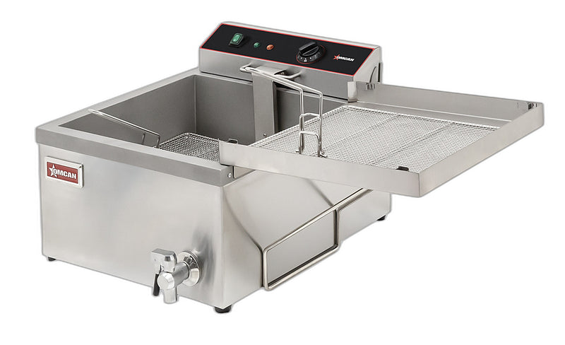 Omcan 25 lb (3 Gal) Oil Capacity Countertop Donut & Funnel Cake Electric Fryer – 1700W, 120V Commercial Fryer for Bakeries, Concession Stands & Foodservice Kitchens