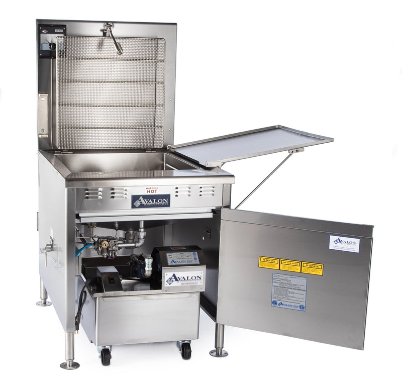 Avalon (ADF34-G) 34" X 24" NATURAL GAS FRYER, STANDING PILOT, Left Side Drain Board with Submerge Screen Bakery Wholesalers