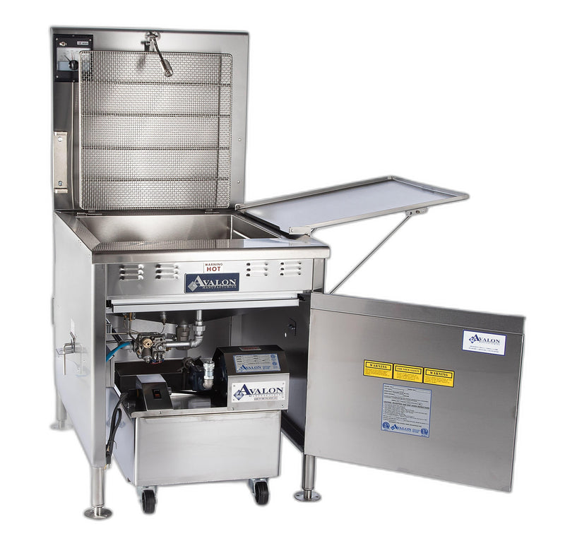 Avalon (ADF34-G) 34" X 24" NATURAL GAS FRYER, STANDING PILOT, Left Side Drain Board with Submerge Screen Bakery Wholesalers