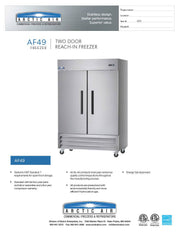 Arctic Air AF49 Two Section Reach-In Freezer Bakery Wholesalers