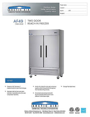 Arctic Air AF49 Two Section Reach-In Freezer Bakery Wholesalers