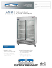 Arctic Air AGR49 54" Two Section Glass Door Reach-In Refrigerator Bakery Wholesalers
