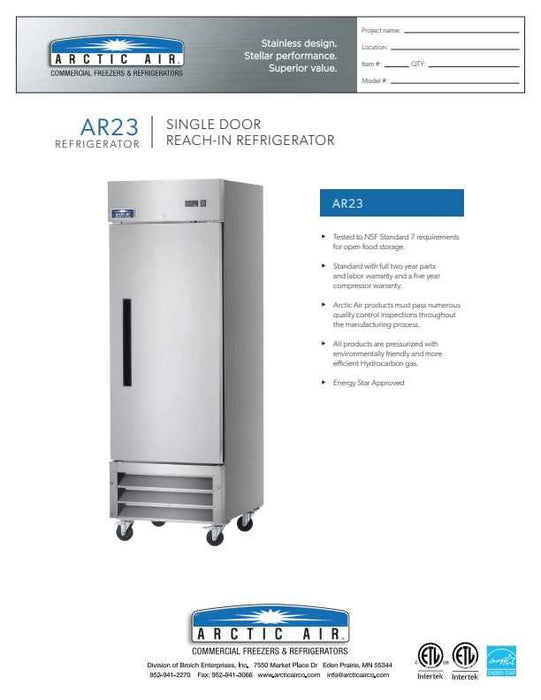 Arctic Air AF23 1 Door Reach-In Freezer