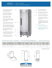Arctic Air AR23 1 Door Reach-In Refrigerator Bakery Wholesalers
