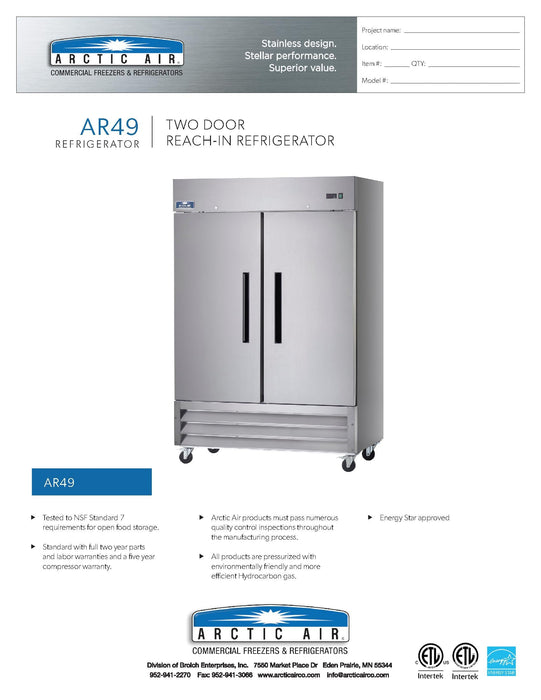 Arctic Air AR49 Refrigerador de puerta sólida de dos secciones
