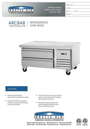 Arctic Air ARCB48 50" Two Drawer Refrigerated Chef Base Bakery Wholesalers