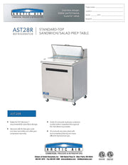 Arctic Air AST28R One Door Sandwich / Salad Prep Refrigerator Bakery Wholesalers