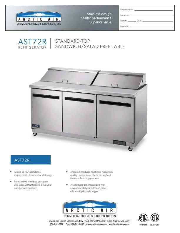 Arctic Air AST72R 72" Two Door Sandwich / Salad Prep Refrigerator Bakery Wholesalers