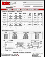 BakeMax America BACG Series Manual Gas Griddle (5 sizes) Bakery Wholesalers