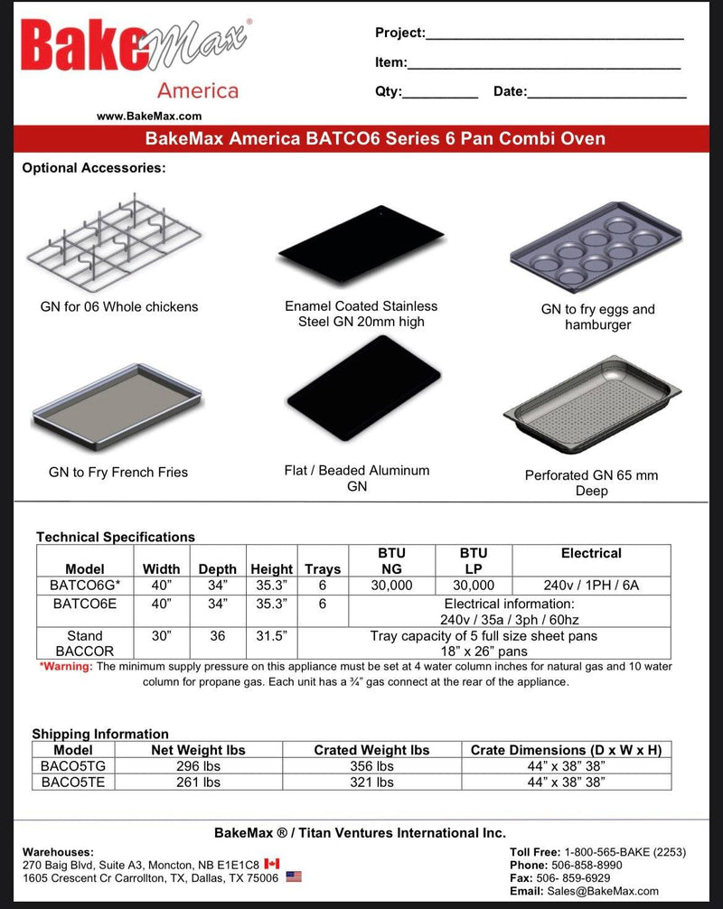 BakeMax (BATCO6E) Series Combi Oven Bakery Wholesalers