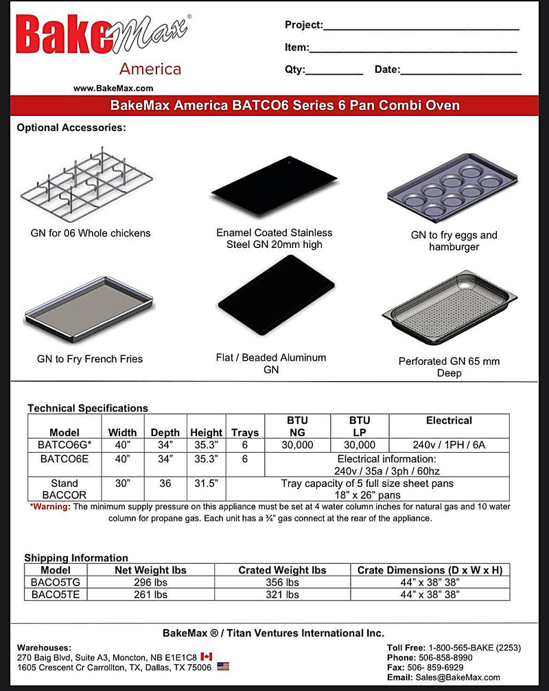 BakeMax (BATCO6E) Series Combi Oven Bakery Wholesalers