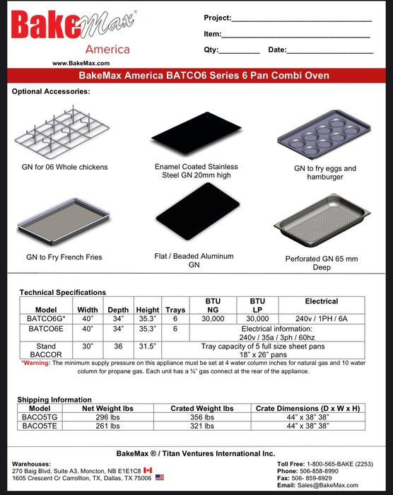 BakeMax (BATCO6E) Series Combi Oven Bakery Wholesalers