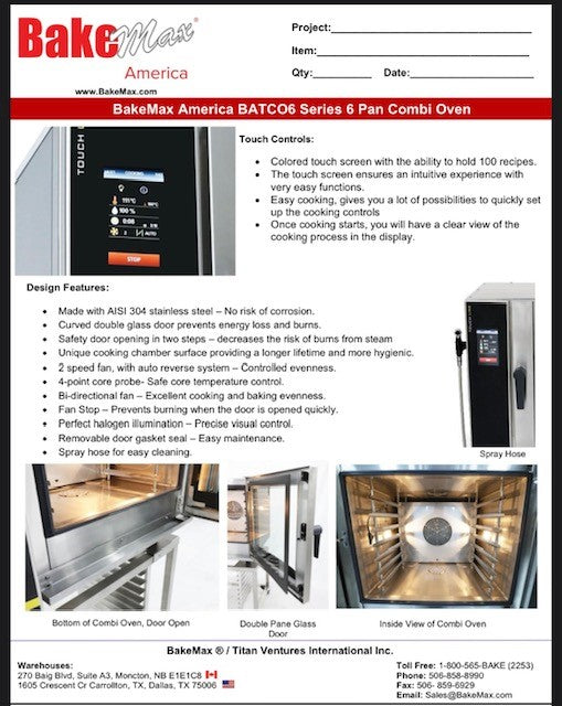 BakeMax (BATCO6E) Series Combi Oven Bakery Wholesalers