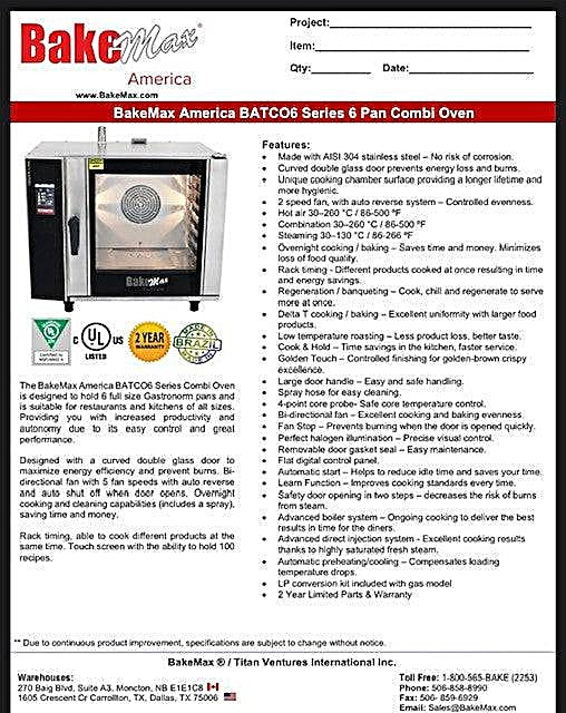 BakeMax (BATCO6E) Series Combi Oven Bakery Wholesalers