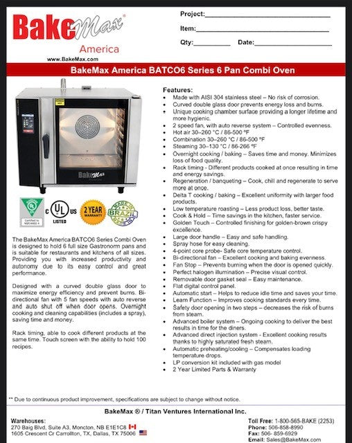 BakeMax (BATCO6E) Series Combi Oven Bakery Wholesalers