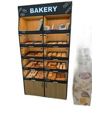 Palram Bakery Backwall Display System with Open Upper Compartments & Lower Storage – 40"W x 78"H x 20"D - Donut-Equipment.com