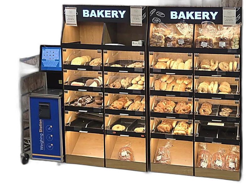 Palram Bakery Backwall Gondola Display System (3-Unit Set) with Open Compartments & Storage – 120"W Total (3 × 40"W x 78"H x 20"D, Up to 72 SKU Capacity) - Donut-Equipment.com