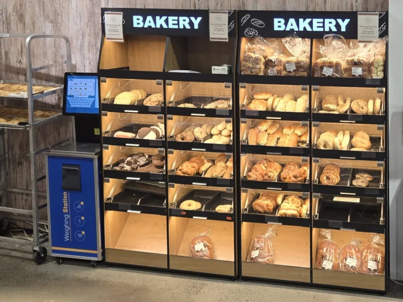 Palram Bakery Backwall Display System with Open Upper Compartments & Lower Storage – 40"W x 78"H x 20"D - Donut-Equipment.com