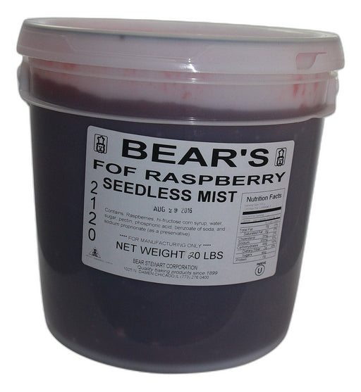 Bear Stewart Red Raspberry Seedless Mist Filling- 20 Pound Pail Bakery Wholesalers