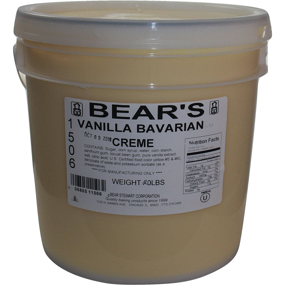 Bear Stewart Vanilla Bavarian Crème Pastry, Pie and Cake Filling- 20 ...