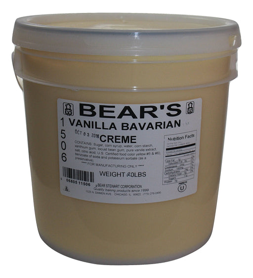 Bear Stewart Vanilla Bavarian Crème Pastry, Pie and Cake Filling- 20 Pound Pail Bakery Wholesalers